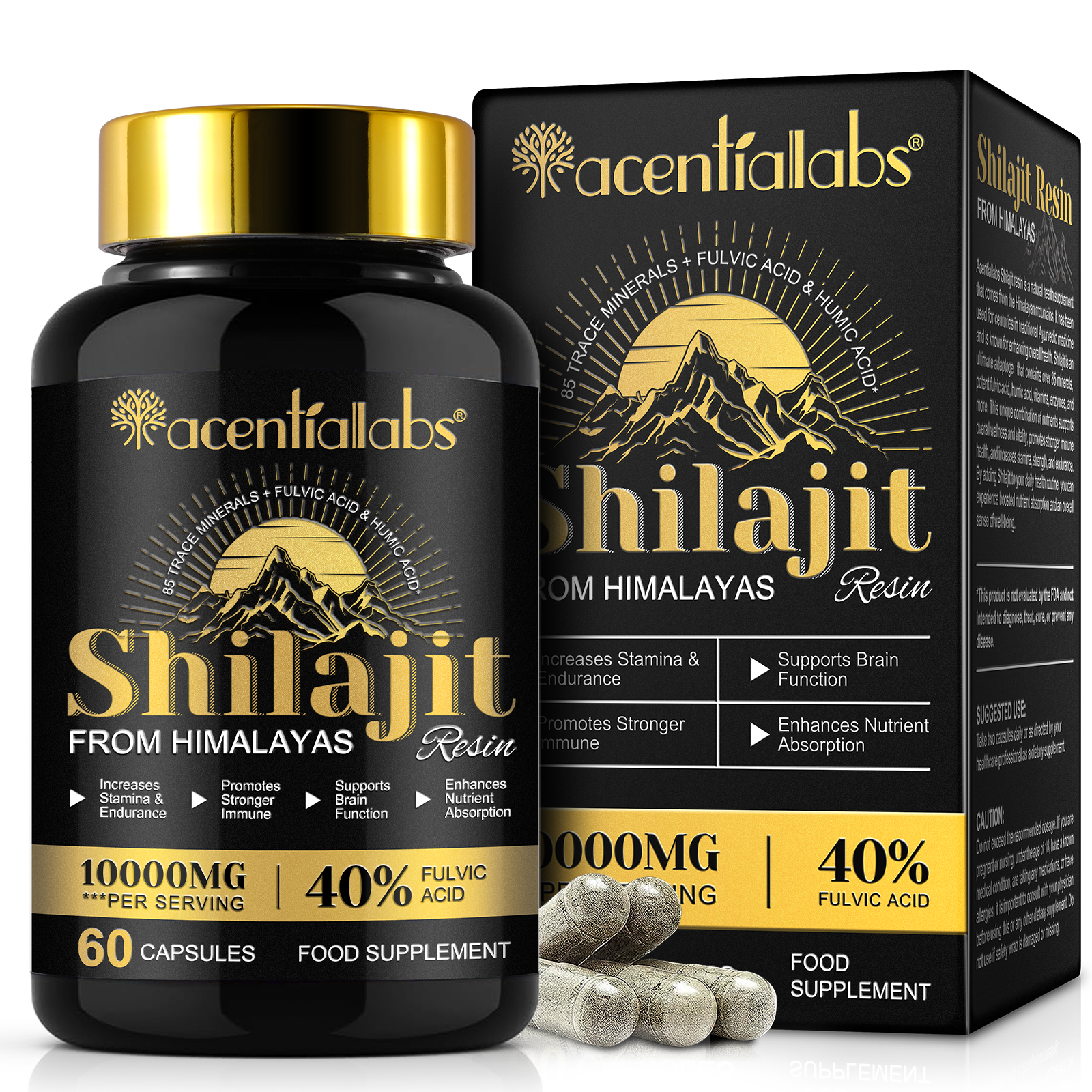 Pure Shilajit Capsules Black 10000MG per serving