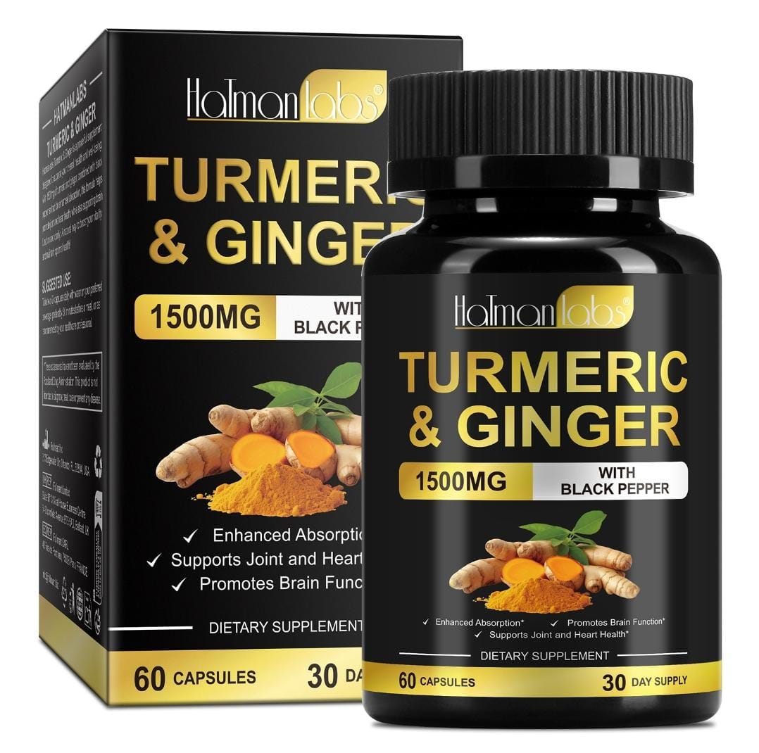 Hatman Labs Turmeric and Ginger Capsules with Black Pepper- 60x1500mg per serving